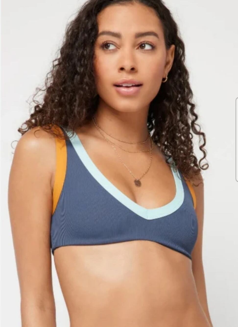 L*Space Lala Bikini Top in Slate Inka Gray Size XL NWT Ribbed